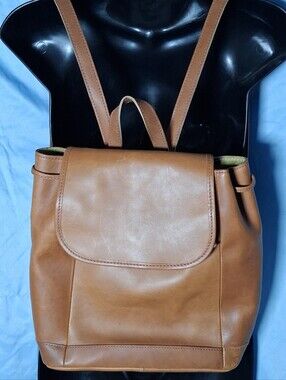 Vintage L.L. Bean Town & Field Leather Rucksack Backpack 0YV40 Wildlife Lining